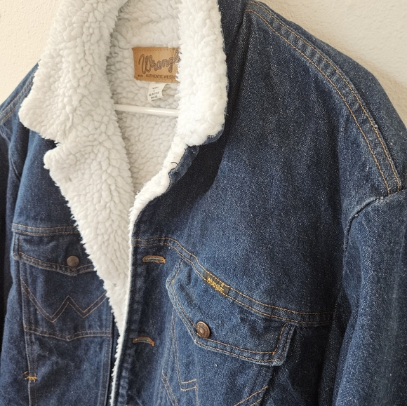 Vintage Wrangler Sherpa Denim Jacket 100% Cotton Made In USA - Picture 11 of 12